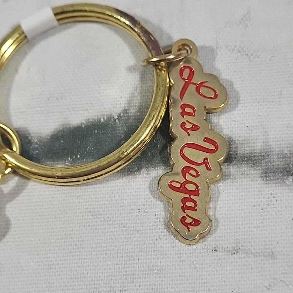 Coca‎ Cola Soda Bottle Las Vegas Keychain Red Glitter Travel Souvenir